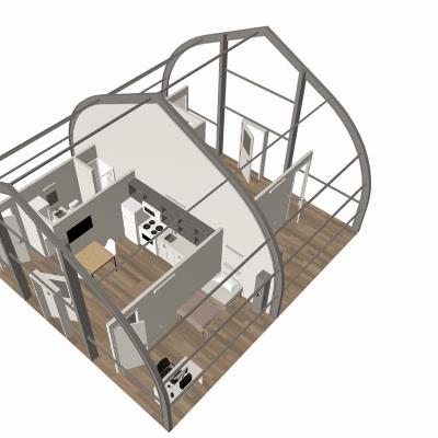 Floor plan of mobile medical unit set up as housing