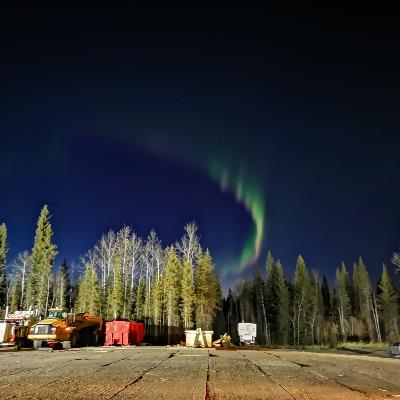 Northern lights shown above construction area