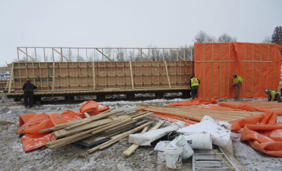 Construction workers at Edwards Creek