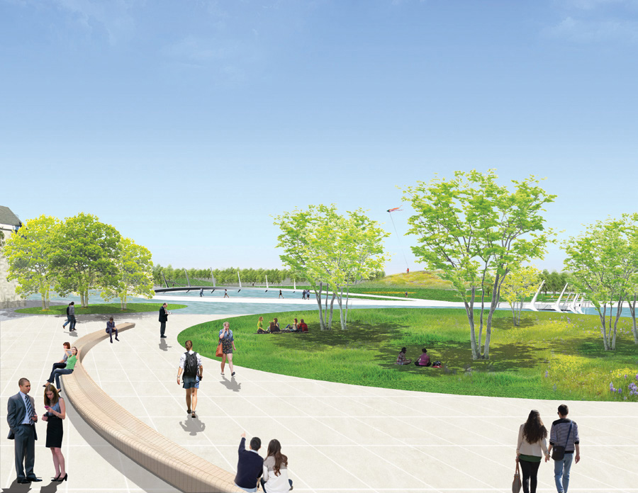Thames river park rendering