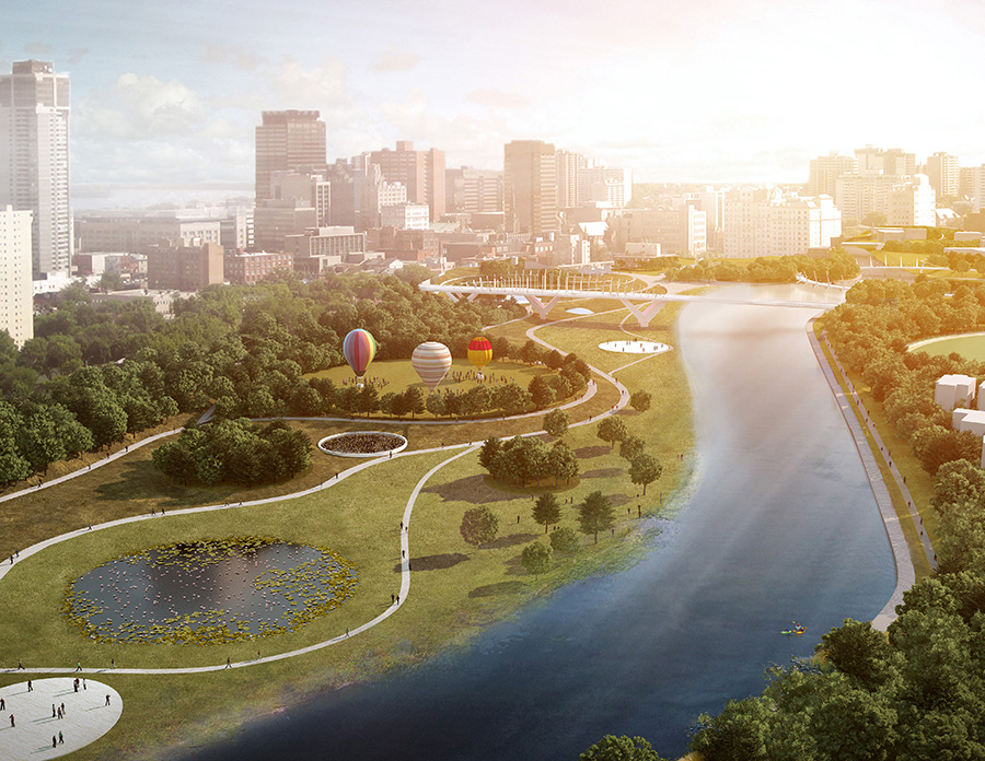 Thames river park rendering