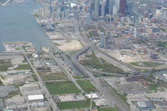 aerial photo of gardiner express way on the waterfront