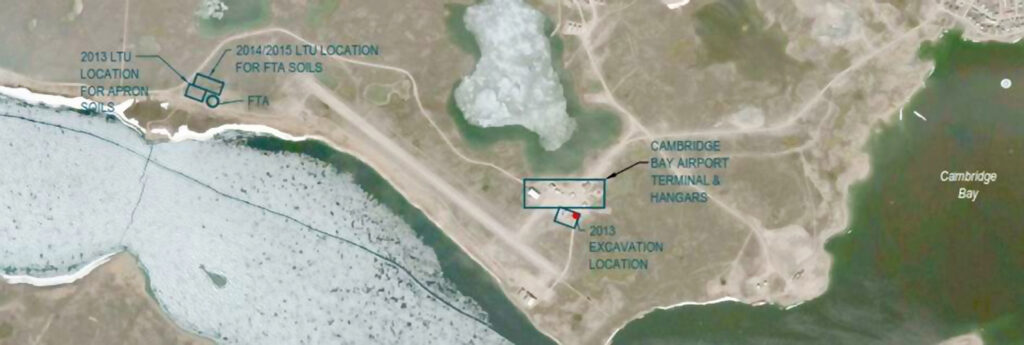 Cambridge Bay airport work locations shown on a map