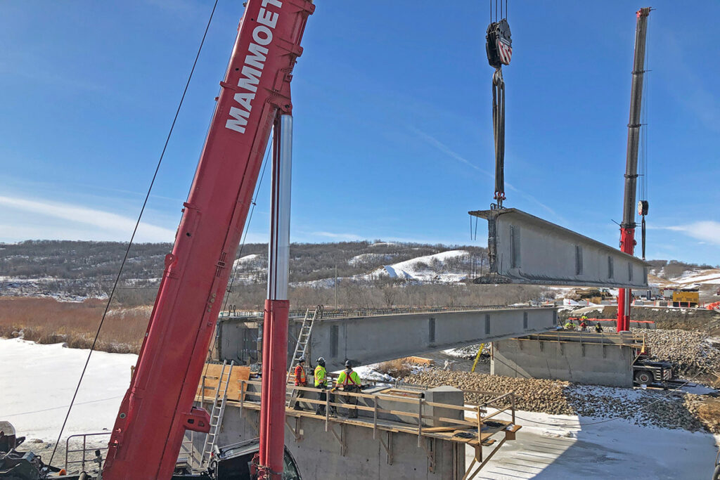 Center span new girder erection