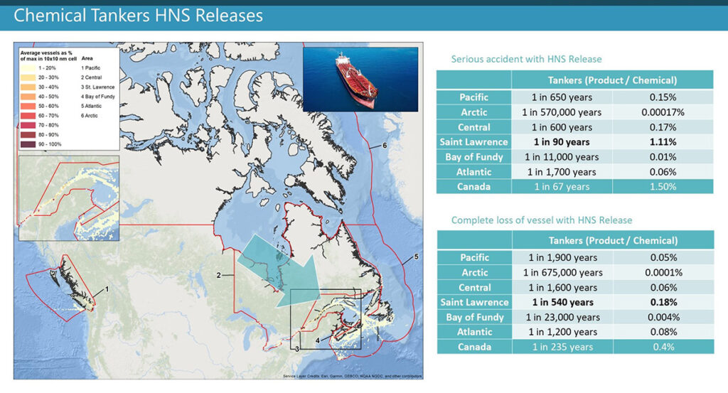 Chemical tankers with HNS release mapping