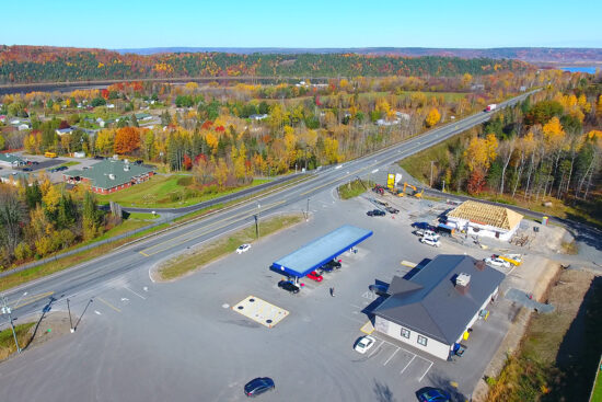 Aerial view of Kingsclear first nation gas bar