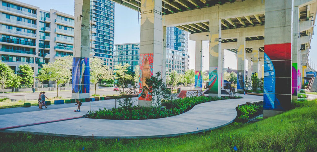 Public space underneath Gardiner Expressway 