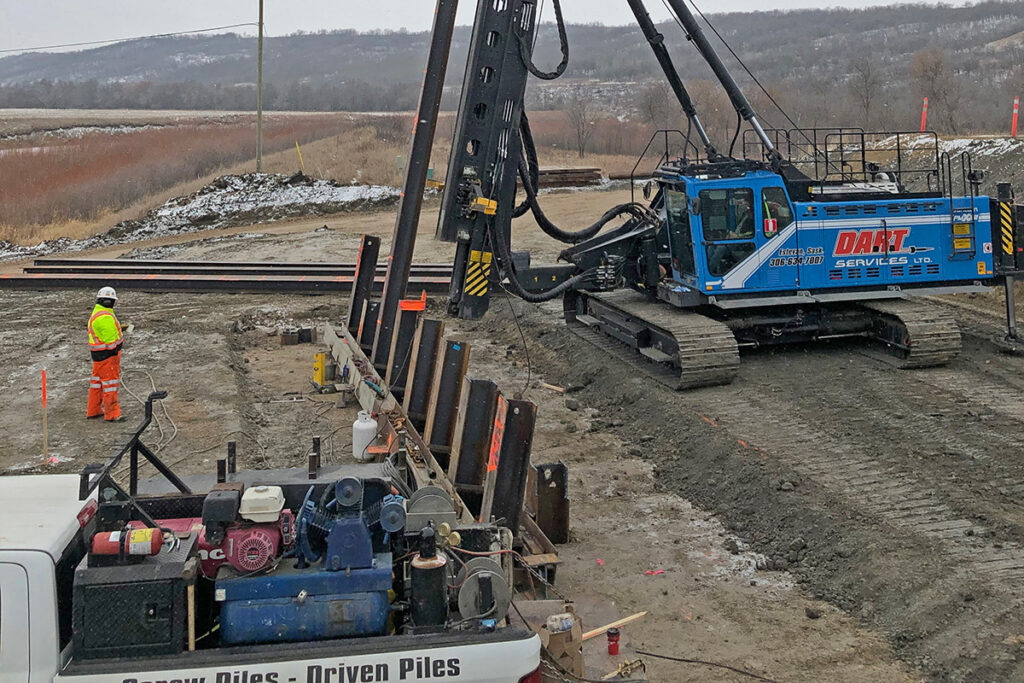 West abutment pile driving