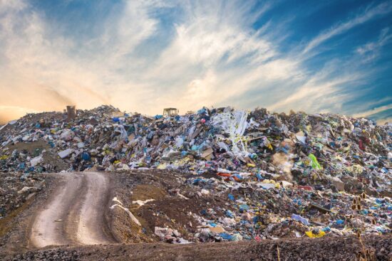 Garbage pile in a landfill