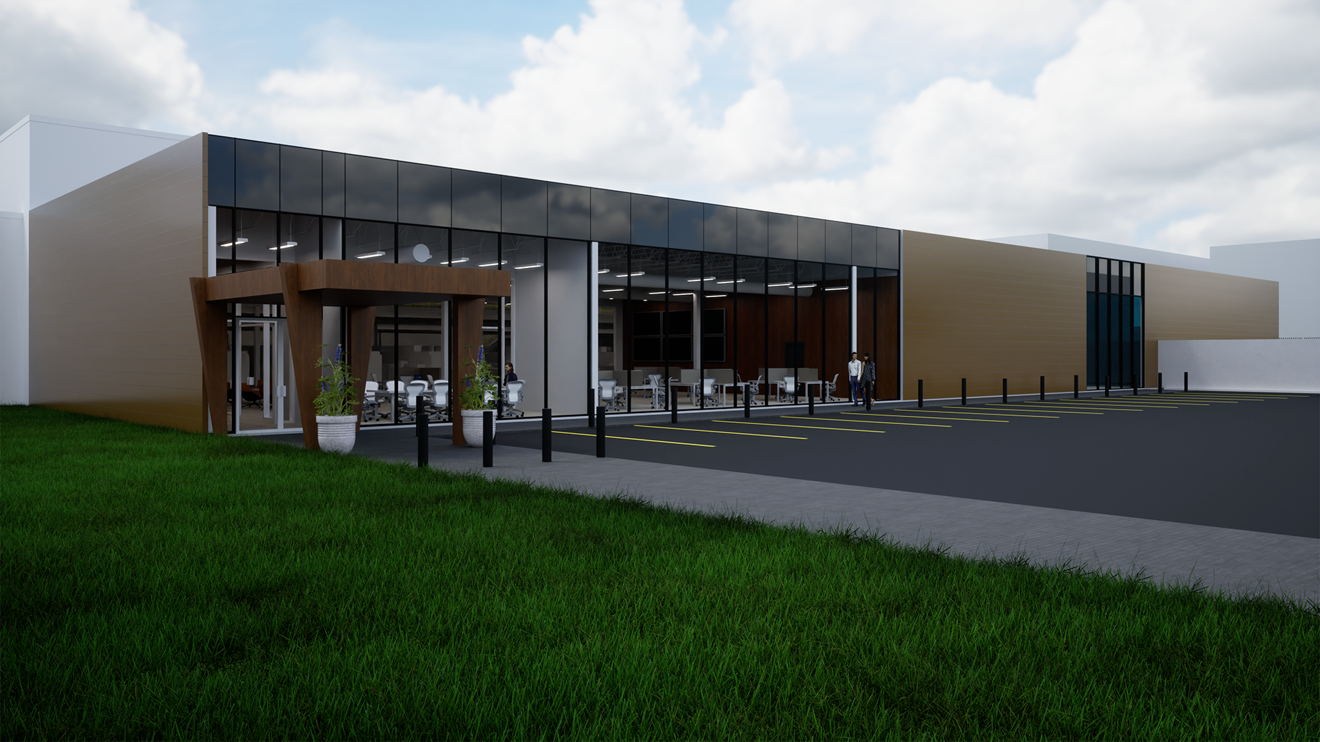 1 storey building rendering for architectural design