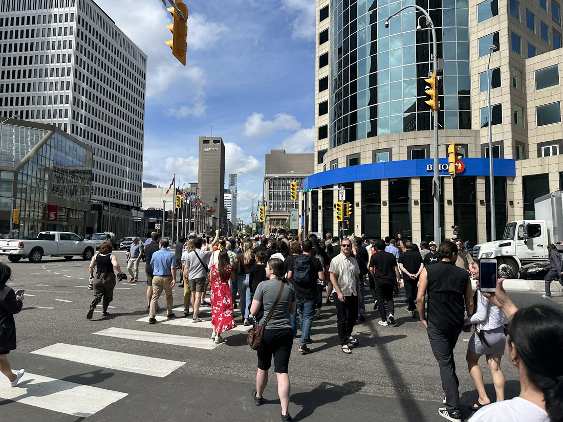 Historic Reopening of Portage Ave. and Main St. Pedestrian Access – Winnipeg, MB